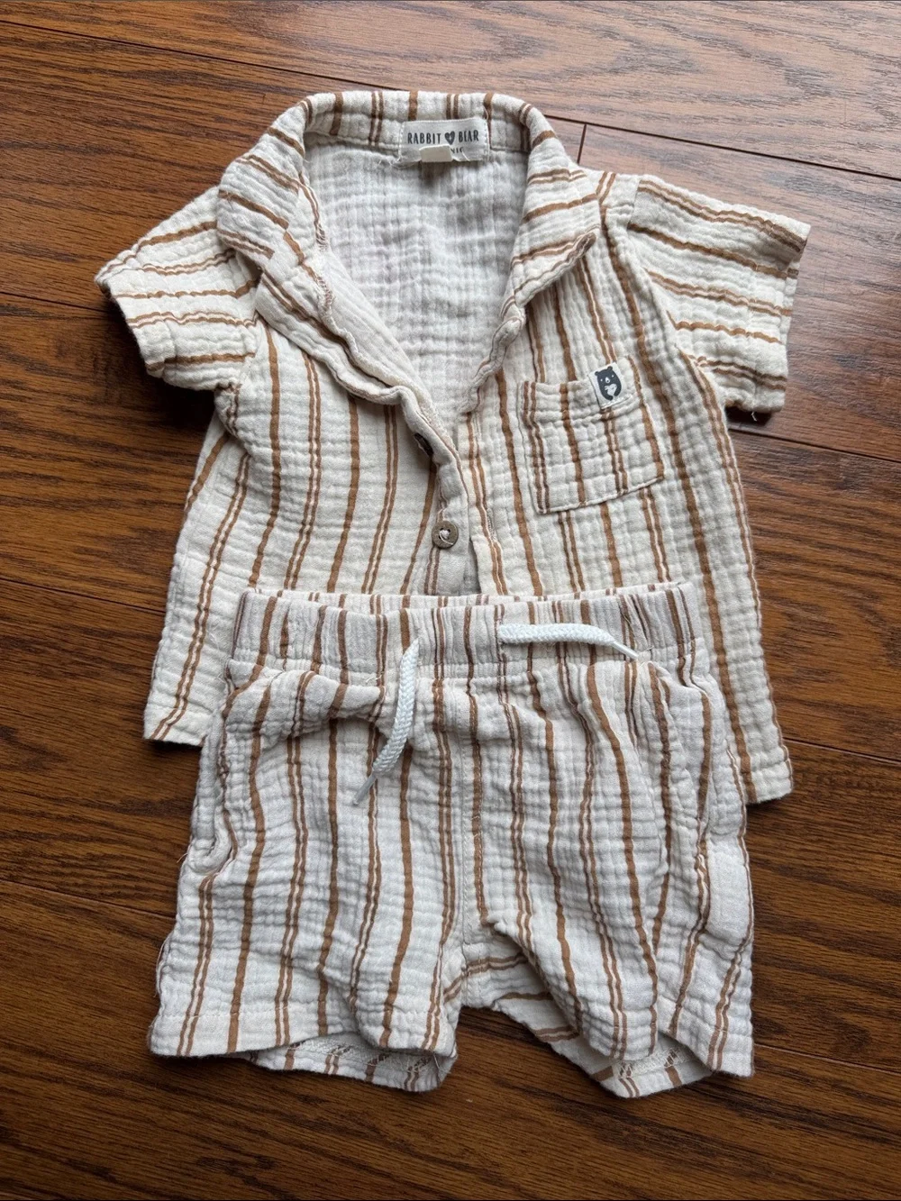 Neutral & Rust Baby Outfit Bundle — Green Romper + Plaid Top